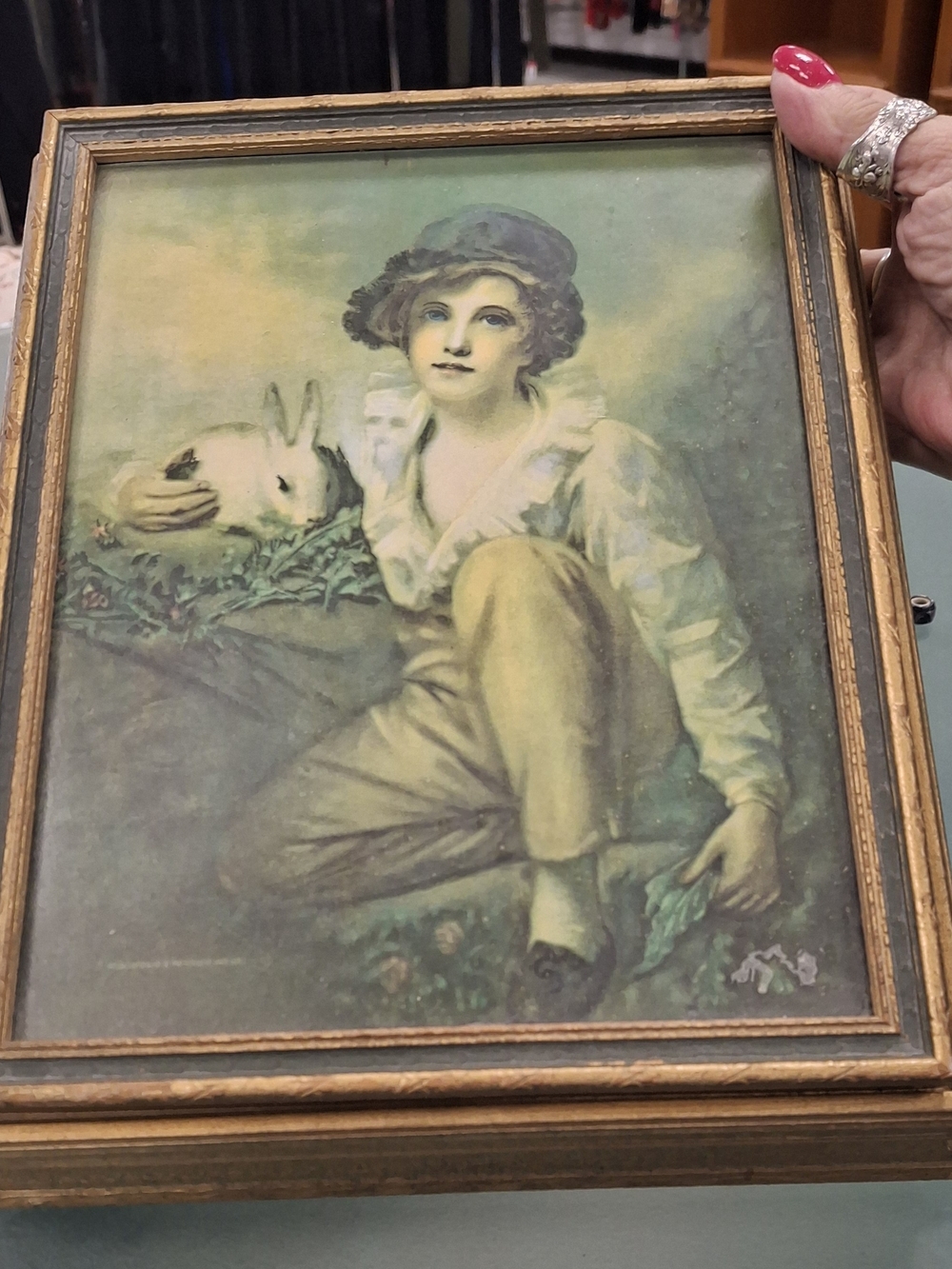 Mid Century Hidden Valet Box Pastel Boy with Rabbit